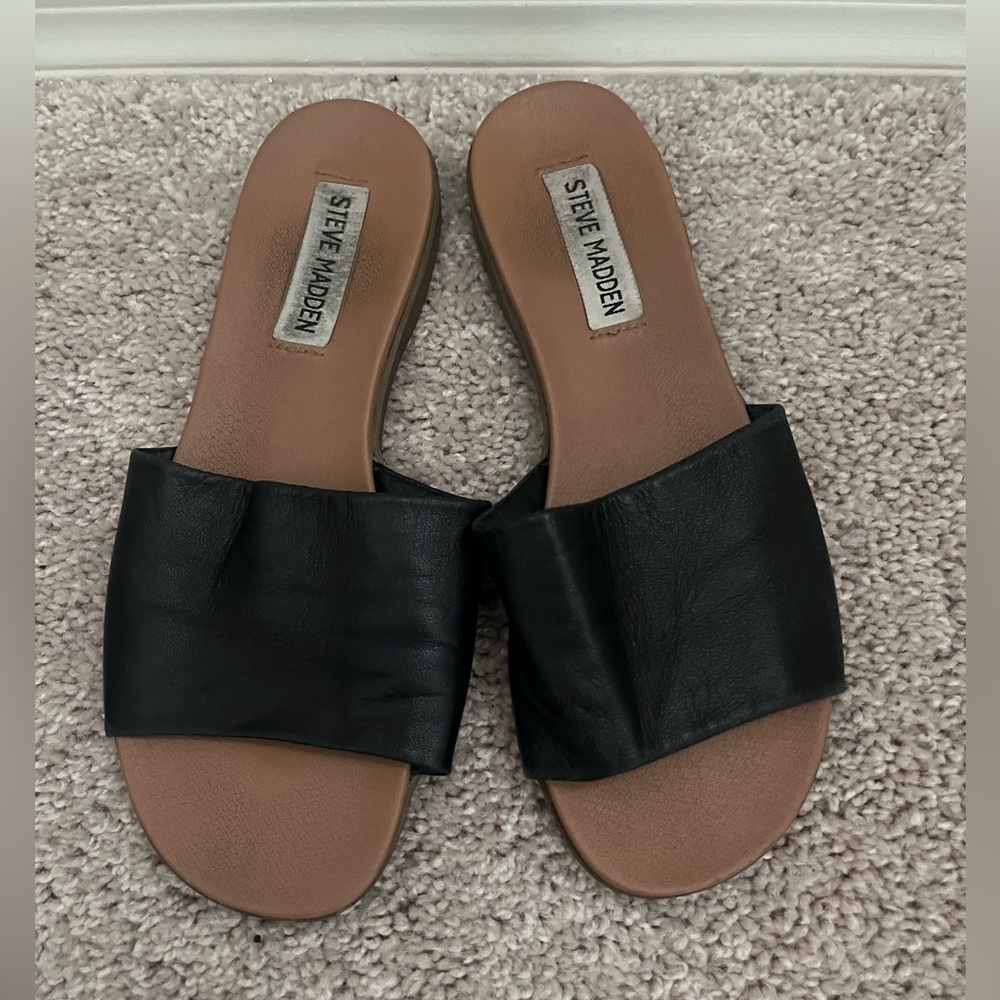 Steve Madden Black Slide Sandals for Women